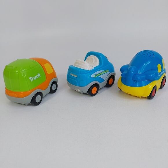 Vtech Go Go Smart Wheels Green Orange Truck, Blue Convertible, Blue Airplane - Picture 5 of 7